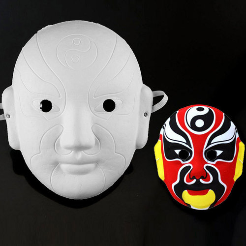 DIY hand-painted paper pulp Peking Opera facial mask white embryo graffiti indentation white production mask