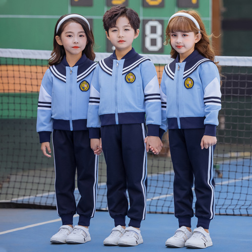 Children's School Uniform Spring and Summer Set Kindergarten Uniform Fashion English Sports Boys and Girls Class Attire