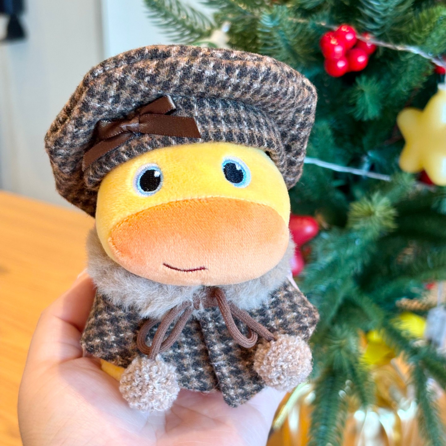 Brown woolen suit + sitting posture