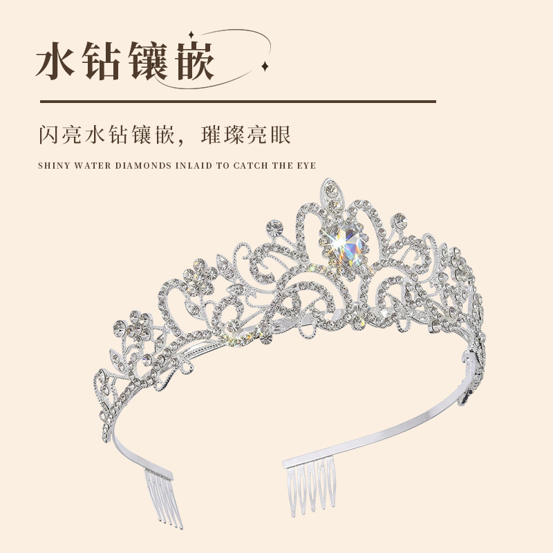 European and American Wedding Bride Crown Headwear Crystal Hair Accessories Wedding Photo Studio Queen Hair Accessories Crown Hair Hoop