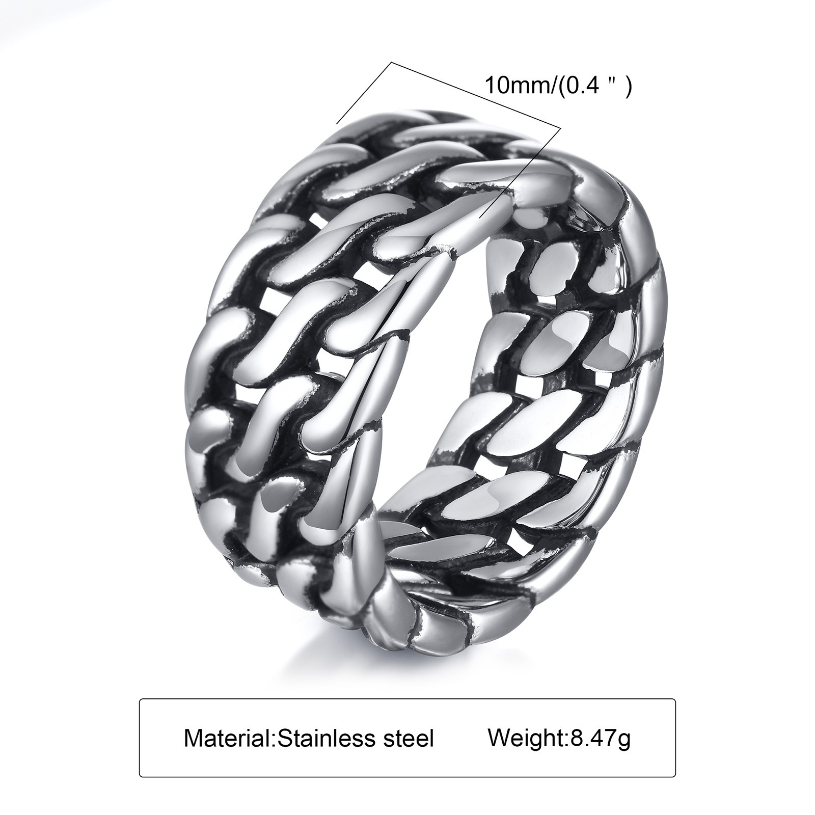 Hip-Hop Solid Color Titanium Steel Polishing Rings