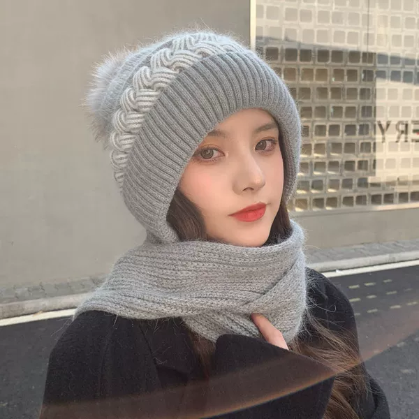 Twist hat scarf style-gray