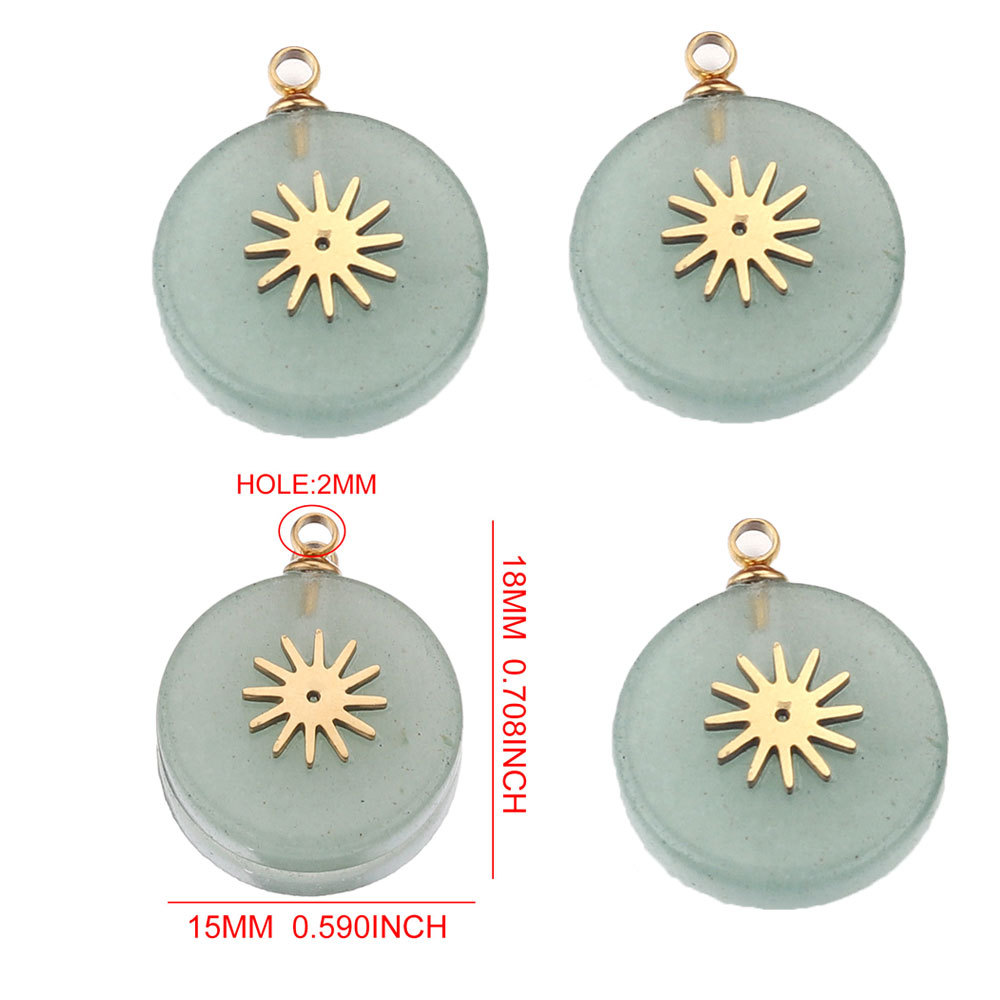 Europa y América Piedra Natural Rosa cristal turquesa Acero inoxidable titanio acero cuadrado pequeño colgante DIY joyería collar Accesorios