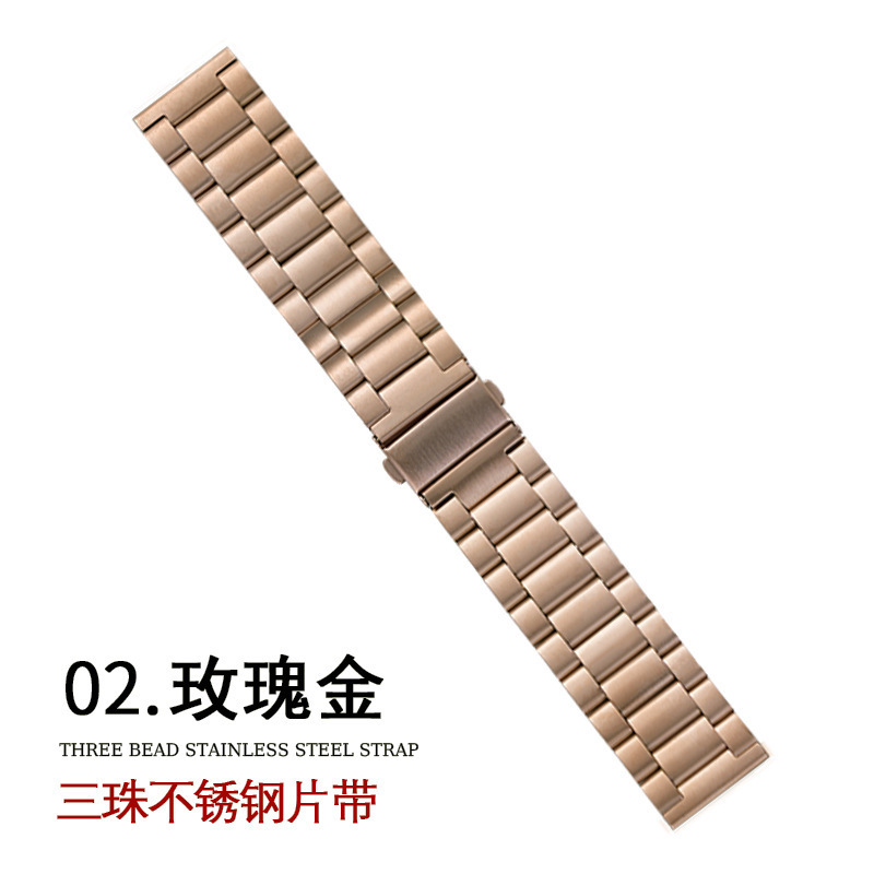 Aplicable AppleWatch tres perlas hebilla plegable de acero correa iWatch Huawei correa de reloj inteligente