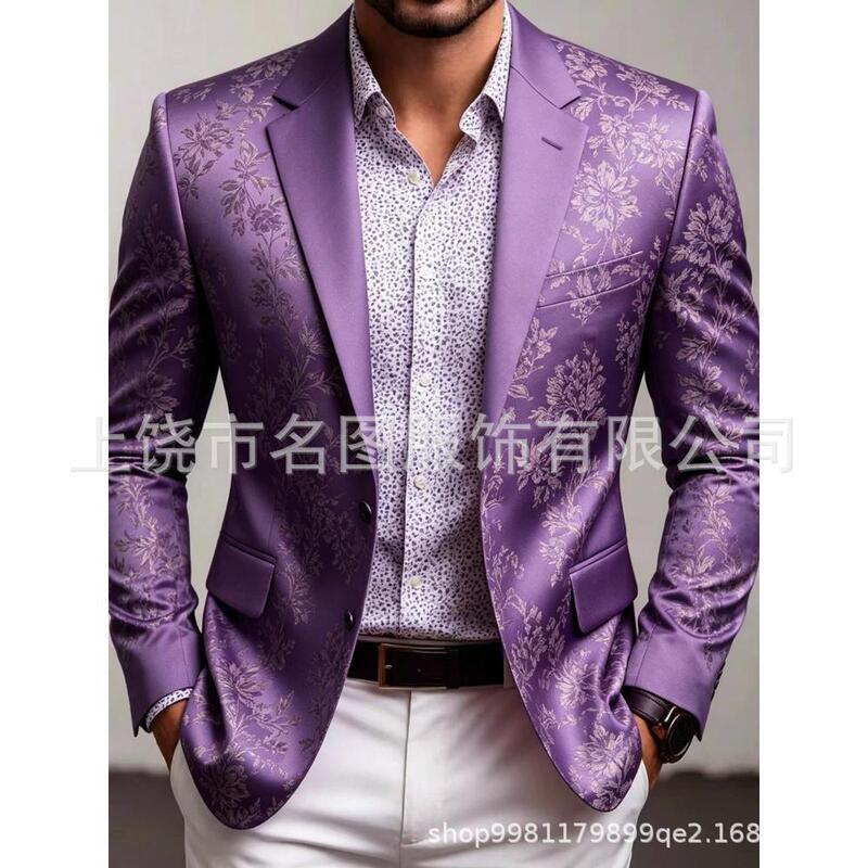 Foreign Trade Cross-Border 3D Printed Men's Slim-Fit Fashion Casual Suit, Solid Color Classic Versatile Style, Thin Version for Spring and Autumn Foreign Trade Cross-Border 3D Printed Men's Slim-Fit Fashion Casual Suit, Solid Color Classic Versatile Style, Thin Version for Spring and Autumn