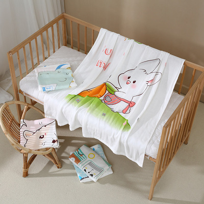 Baby Bamboo fiber Children are double-deck Gauze baby Cold Bath towel Towel kindergarten air conditioner Blanket