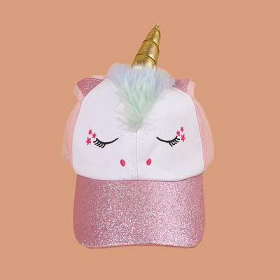 独角兽棒球帽女宝韩版时尚遮阳潮流可爱鸭舌帽日系网红儿童帽子
