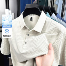 跨境 一件代发夏季凉感中老年高档上衣休闲爸爸装夏季男士短袖T恤