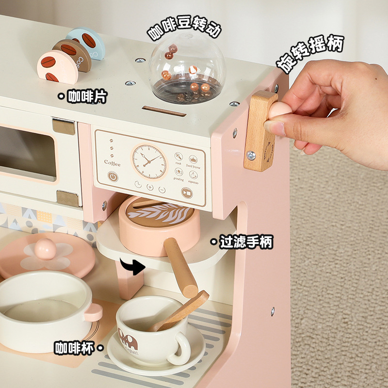 Máquina de café de madera para niños, postre de cocina, helados, tienda de helados, juguetes interactivos para padres e hijos