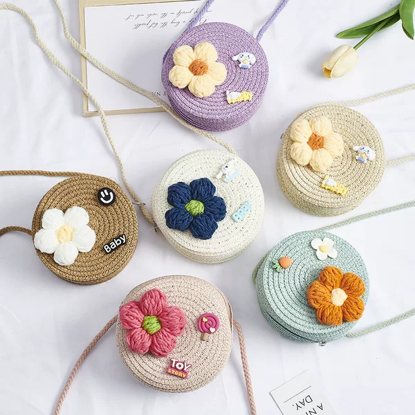 Summer Children's Small Bag, Baby Coin Purse, Summer Beach Outing Straw Bag, Girl's Small Shoulder Bag, Mobile Phone Bag