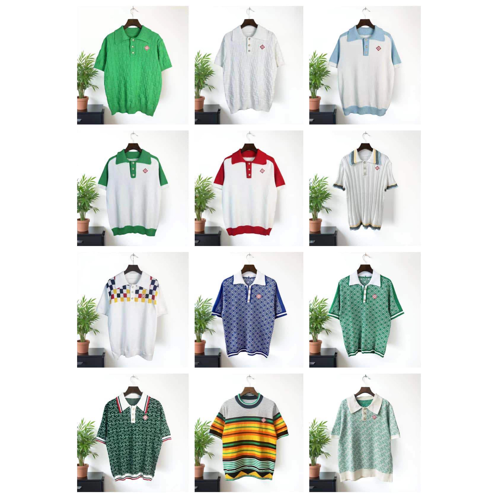 European and American Cross-Border Export Casa Blanca Lapel Short-Sleeved Polo Shirt Color Matching Top