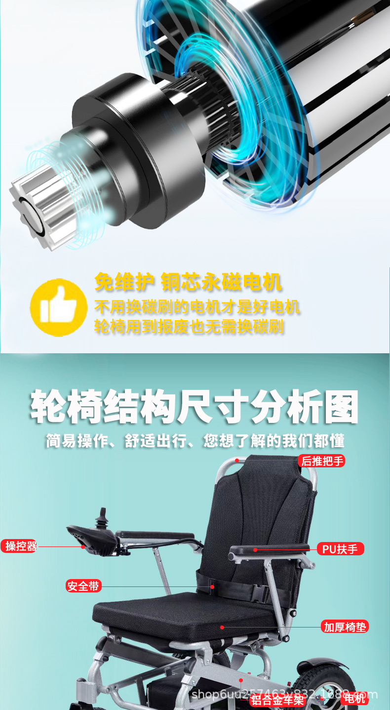 Electric Wheelchair for the Elderly, Intelligent, Fully Automatic, Foldable, Portable, Four-Wheel Mobility Wheelchair for the Disabled and the Elderly