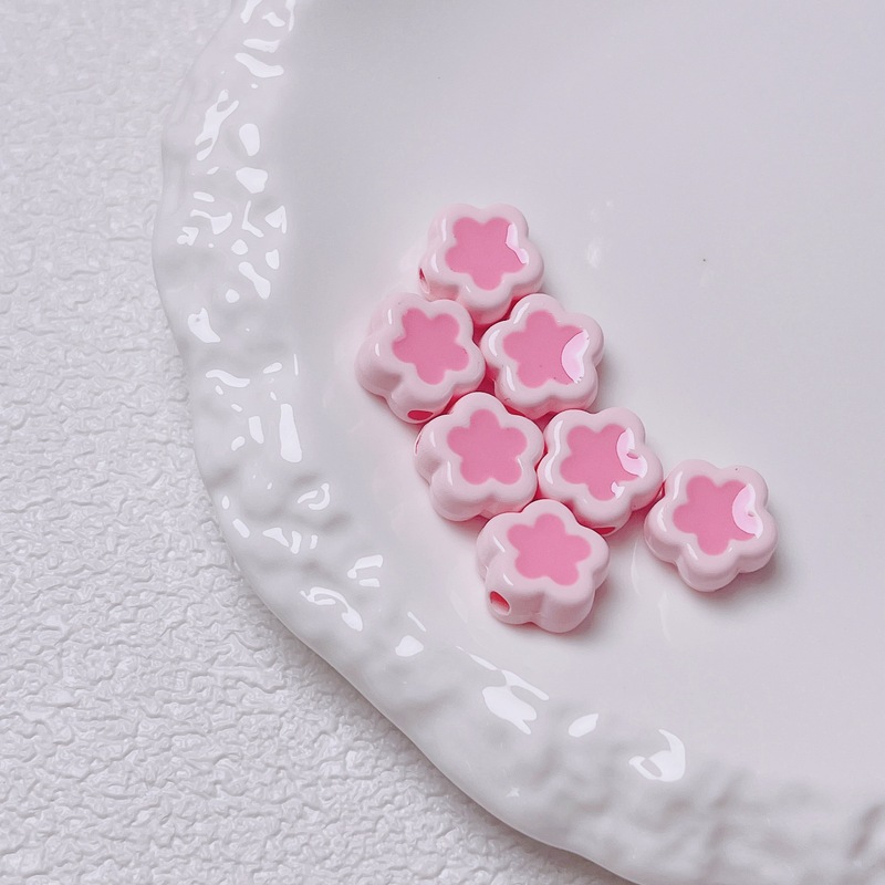 多巴胺亚克力烤漆滴油小花通孔散珠diy串珠材料手机链饰品配件|undefined