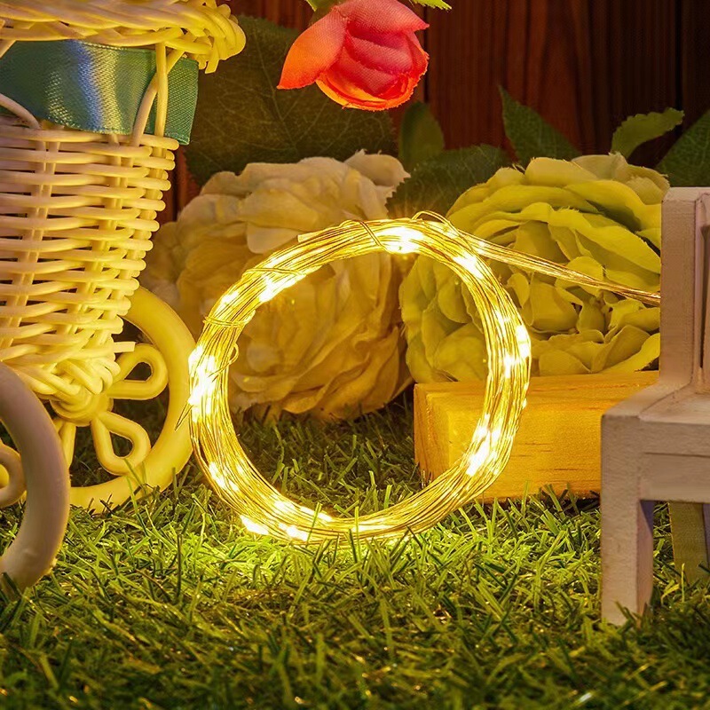 Led Solar Copper Wire Lamp Outdoor Courtyard Fairy Lamp Festive Atmosphere Copper Wire Lamp with Outdoor Christmas Lantern