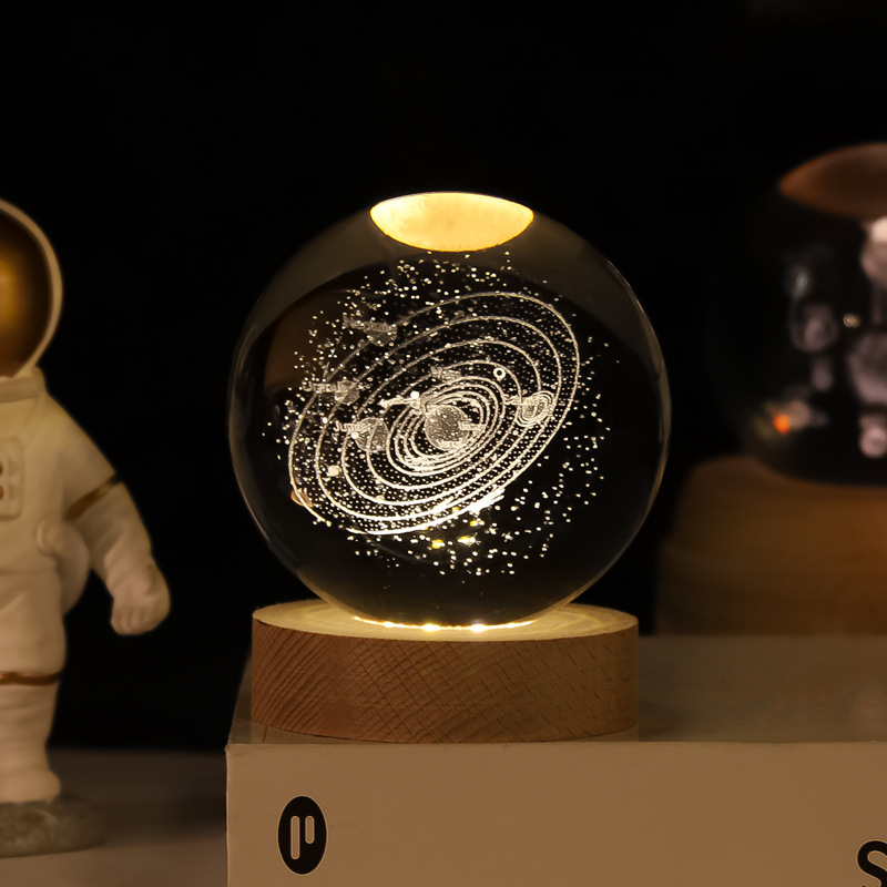 Lámpara Nocturna de Bola de Cristal 3D de Cristal Blanco, Grabado 3D e Iluminación LED, para Decoración y Regalo de Cumpleaños image 12