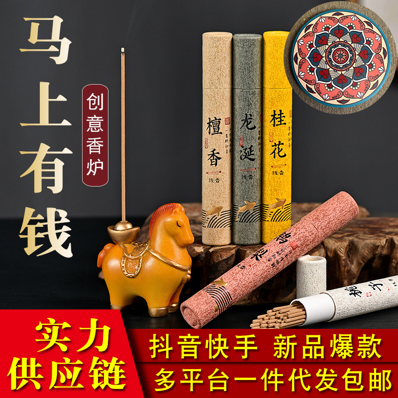 马上有钱香炉树脂复古香炉摆件茶道香薰炉摆件檀香炉线香炉创意炉