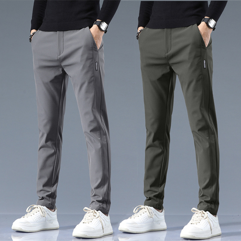 Shirt Casual Pants Men's Ready-Made Wholesale Autumn and Winter Thickened Business Simple Slim Fit Straight Trousers for Small Feet