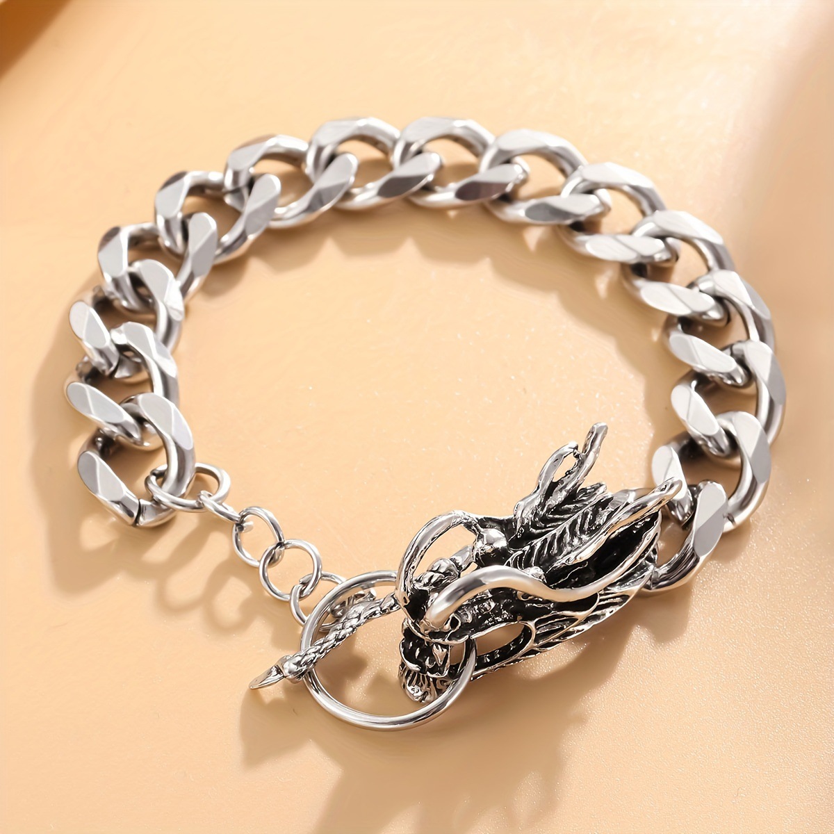 고대 실버 체인 수도꼭지 bracelet-19cm