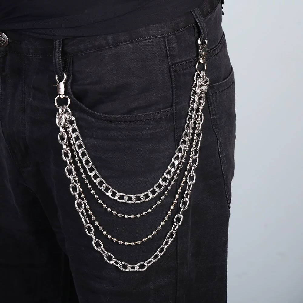 Fashionable metal brand jeans hip-hop style, European style, punk style, Korean style