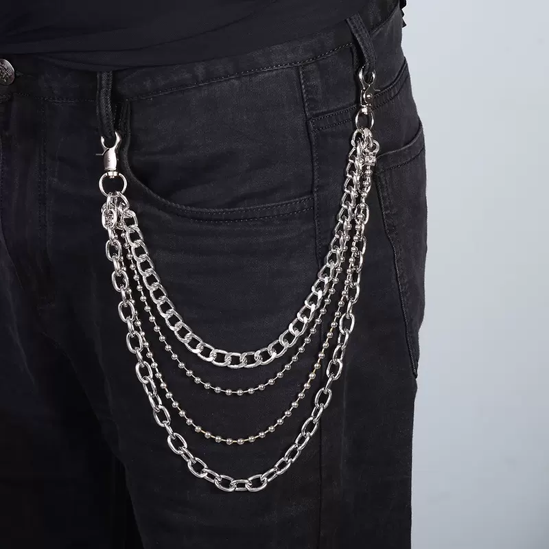 Fashionable metal brand jeans hip-hop style, European style, punk style, Korean style