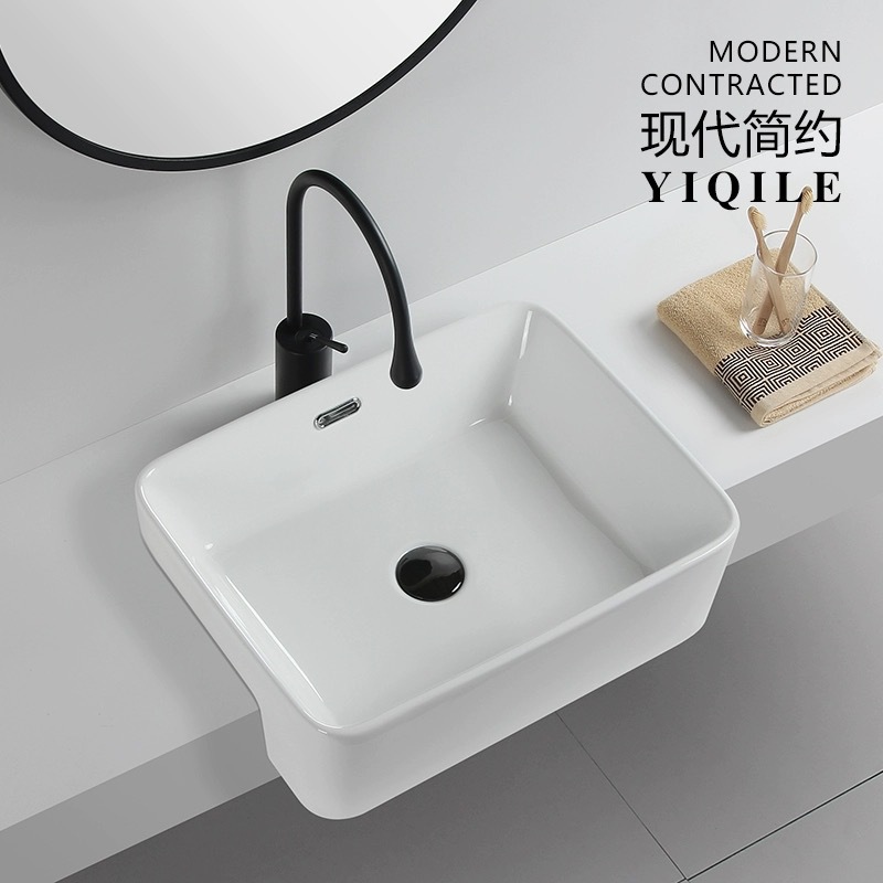 Lavabo semiempotrado Lavado de cerámica cuadrado Lavado Taichung Lavabo pequeño y estrecho Lavabo redondo