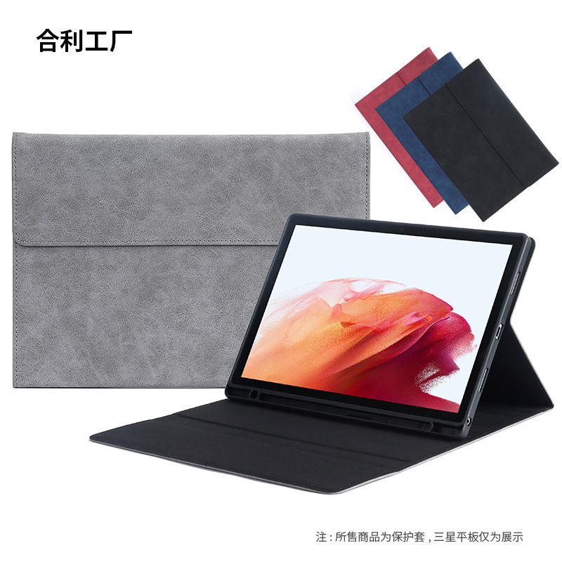 Microfiber leather flat protective cover Galaxy Tab A8 protection for Samsung flat with capacitive pen storage slot