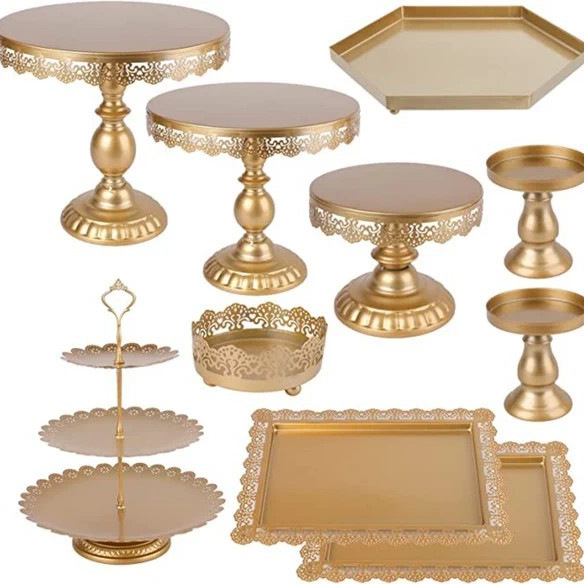 Soporte para pasteles, mesa redonda de postres de metal, soporte de exhibición decorativo, mesa de exhibición de dulces de frutas y postres, mesa de descanso para el té de comida fría