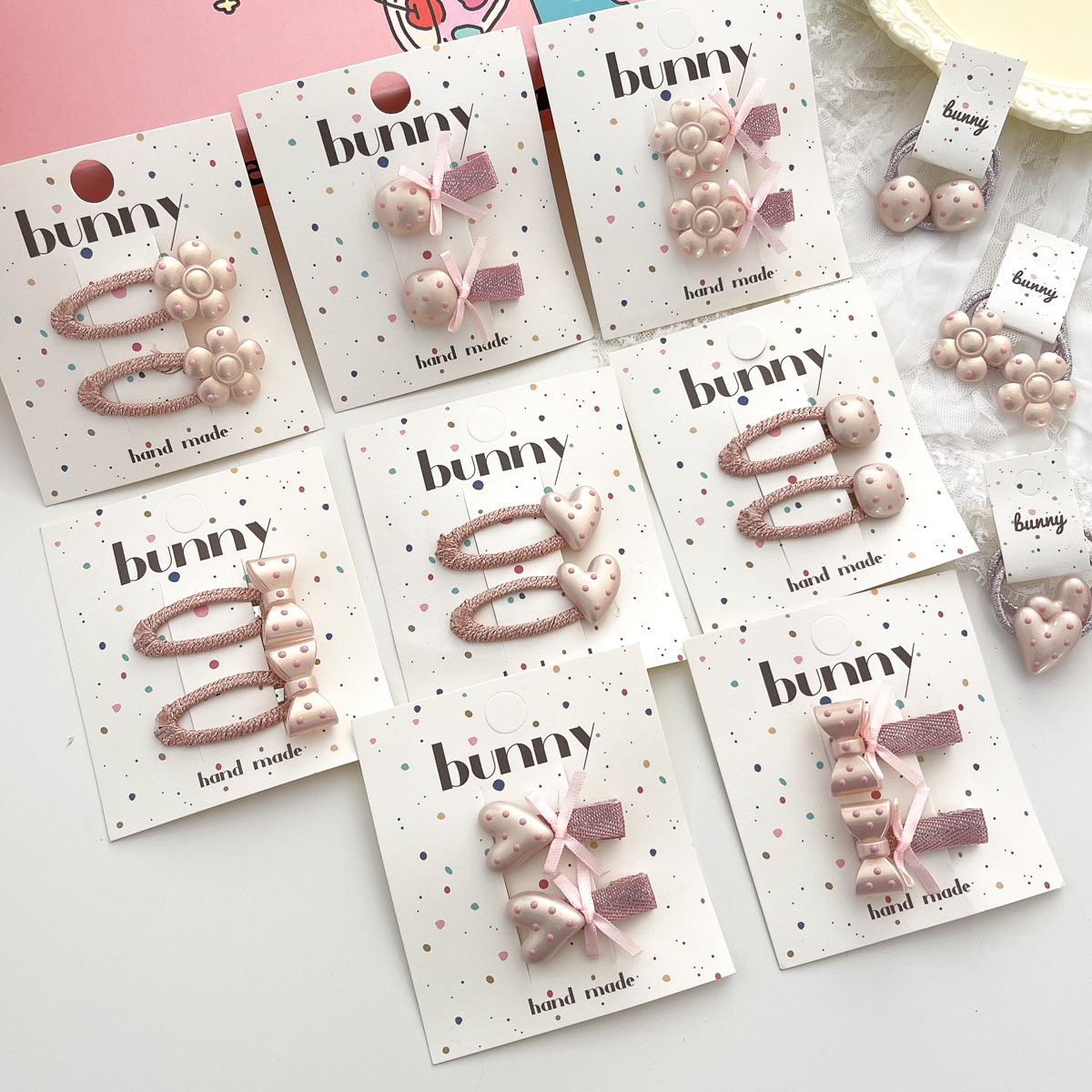 spring and summer korean style polka dot pearl barrettes hair ring children‘s hair accessories simple all-match girls headdress hair tie hairpin accessories