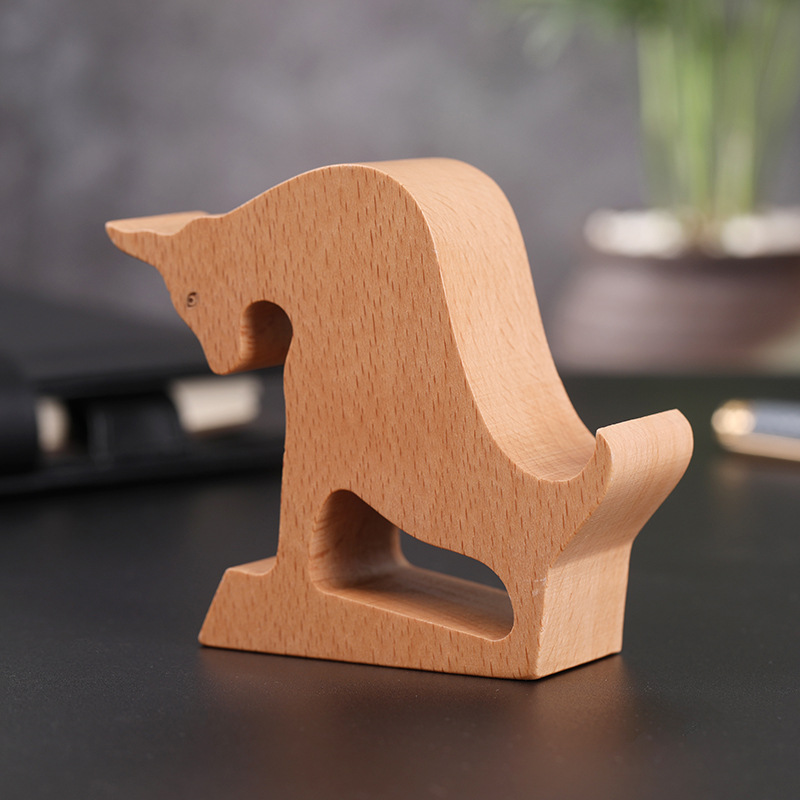 Niunian regalo creativo de madera titular del teléfono móvil perezoso de madera tableta del teléfono móvil base tallada logotipo