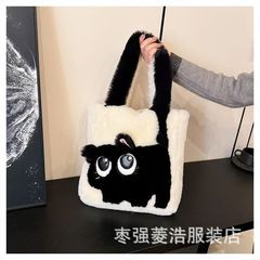 秋と冬のぬいぐるみバッグ女性のための大容量クリエイティブ猫漫画コントラストカラー刺繍トートバッグポータブルぬいぐるみバッグ