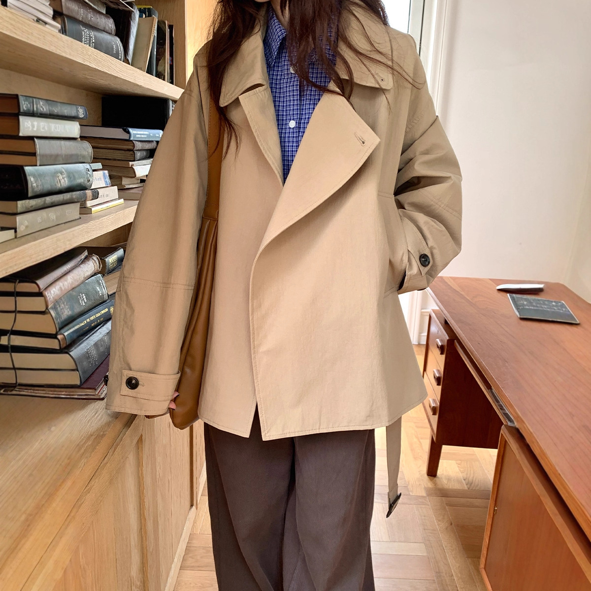 Weisong Women's Clothing Simple Stand-Up Collar Trench Coat New Korean Style Loose High-End Elegant Top