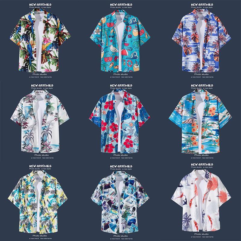 Seaside Vacation All-Match Floral Shirt Men's Short-Sleeved Ins Loose Hawaiian Retro Style Beach Shirt Jacket