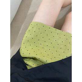 洋气新款半身裙女显瘦绿色波点短裙高腰百搭包臀防走光a字包臀裙