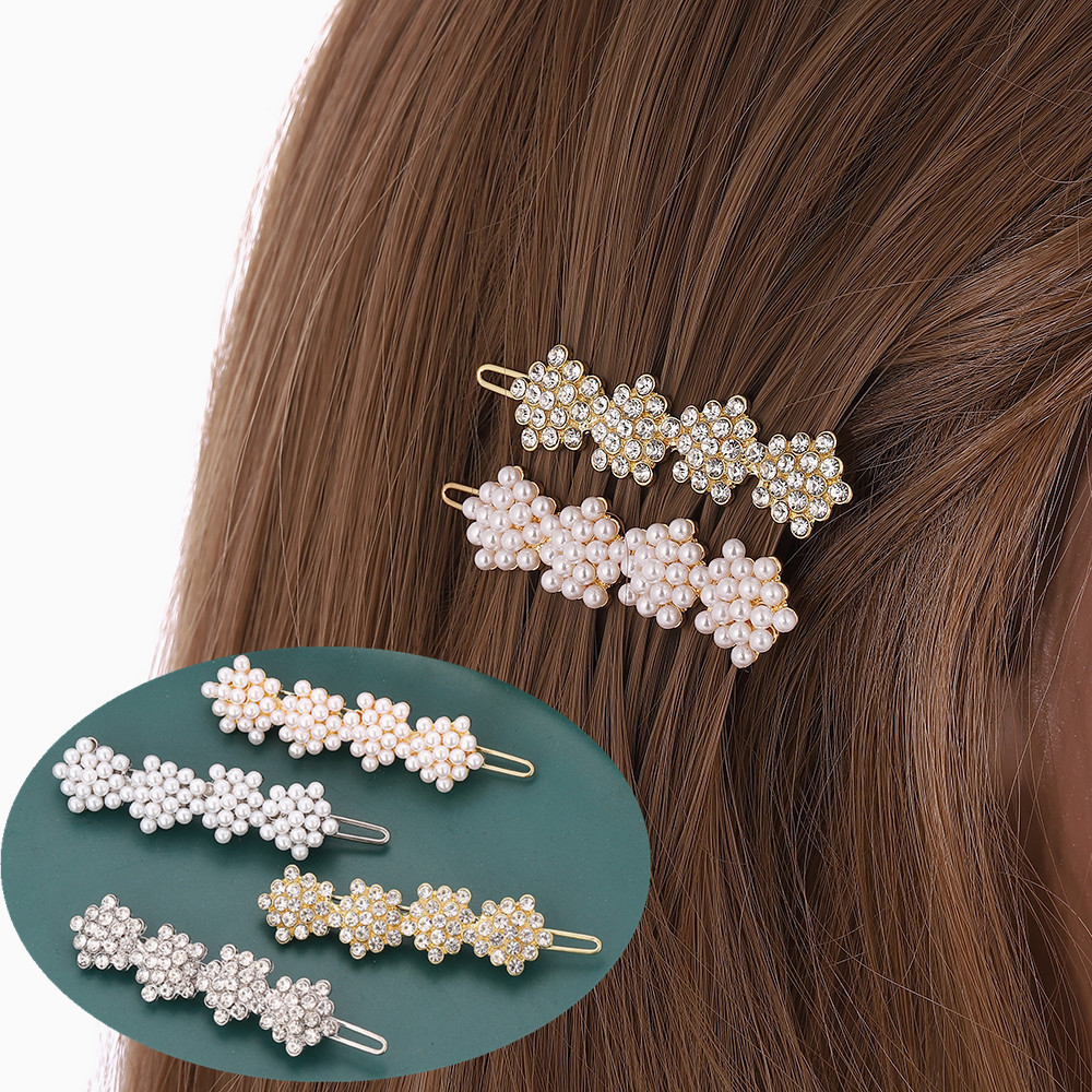 Fashion Flower Alloy Plating Artificial Pearls Rhinestones Hair Clip 1 Piece display picture 2