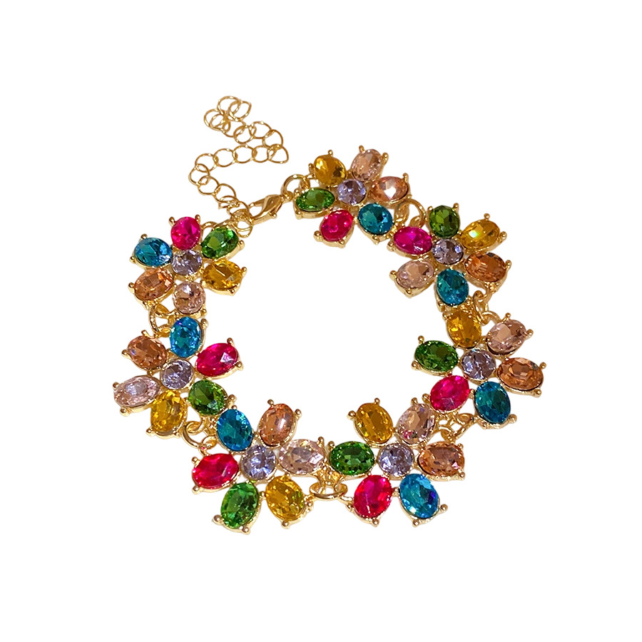 Medieval vintage diamantes flor pulsera pendientes collar lujo ligero nicho conjunto retro alta sensación joyería mujer