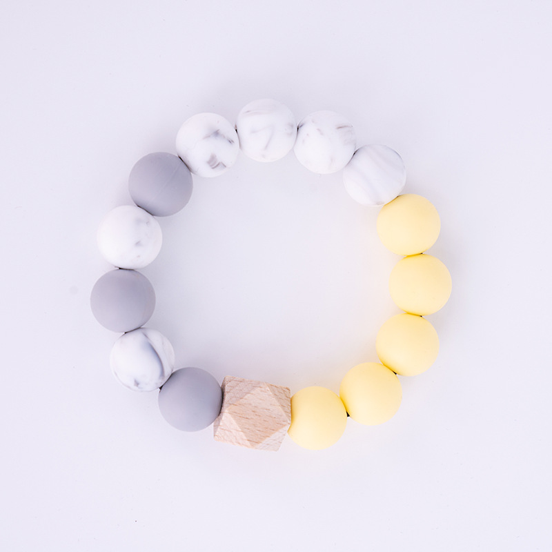 Amazon cuentas de silicona pulsera llavero de aleación DIY cuentas de madera metal pulsera de caucho de silicona llavero al por mayor