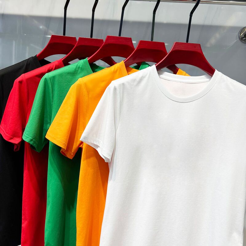 High-end blank t-shirt short sleeve men's elastic slim round neck mercerized cotton pure black and white wholesale customizable logo High-end blank t-shirt short sleeve men's elastic slim round neck mercerized cotton pure black and white wholesale customizable logo