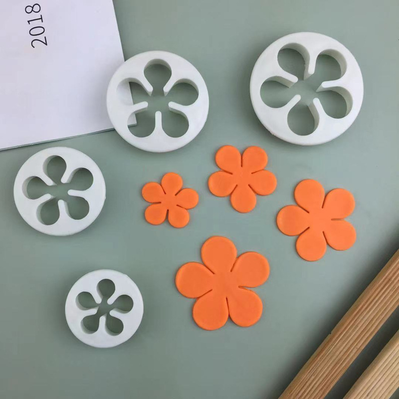 4pcs сливовый цветок с пятью лепестками для тиснения формы DIY выпечка сахарный торт инструмент для укладки cookie cutter