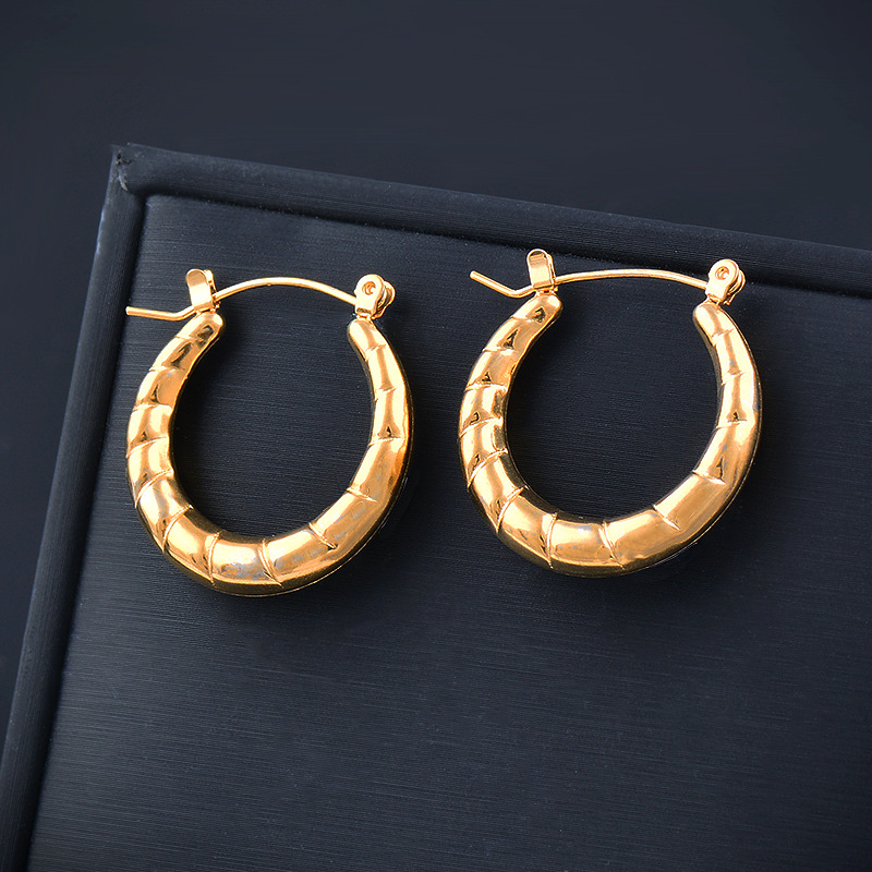 Simple Style Geometric Titanium Steel Gold Plated Earrings 1 Pair