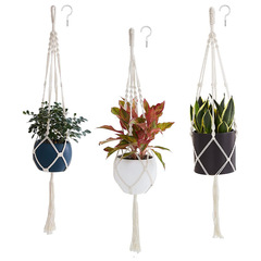 Cross-border group handmade cotton rope creative weaving plant pots hanging baskets balcony decoration cotton rope pots net basket hanging ropes