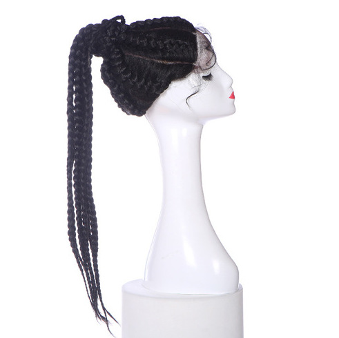 Europa y los Estados Unidos comercio electrónico transfronterizo Amazon frente encaje trenzado trenzado gran peluca europea y americana negro en stock 0031