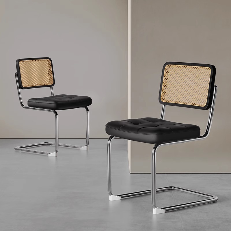 Silla de comedor de madera maciza de estilo antiguo 2024 nueva crema perezosa tejido de ratán tejido hogar arte silla Vasily