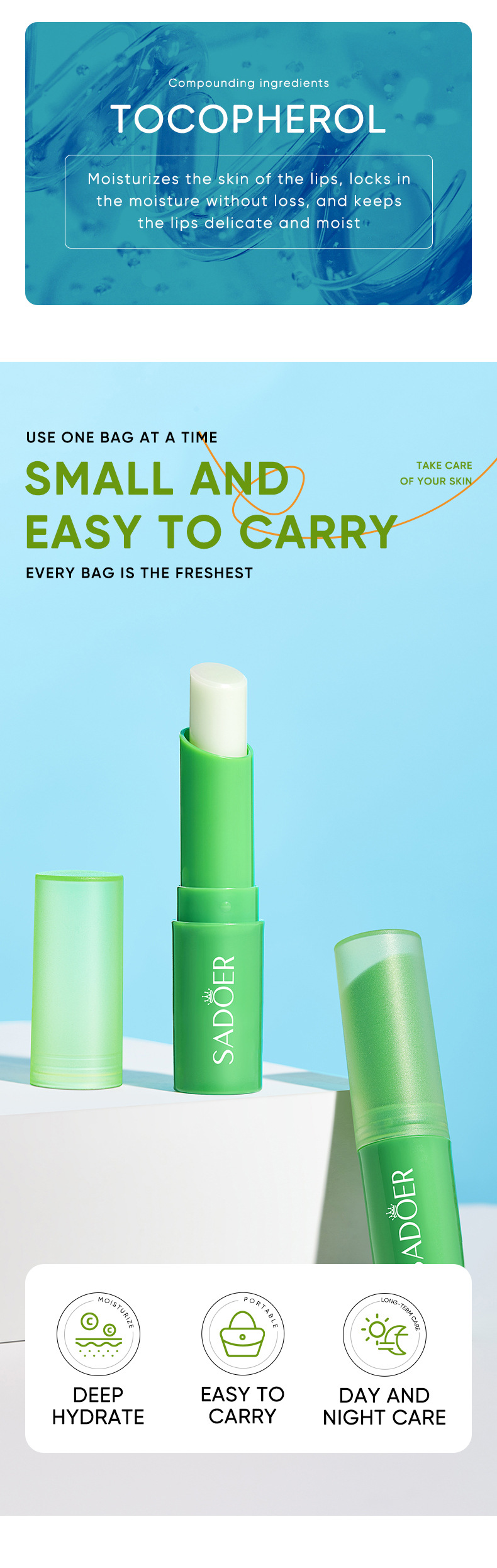 SADOER All Aloe lipstick Nourishing, Refreshing, Moisturizing and Repairing_voghion.com