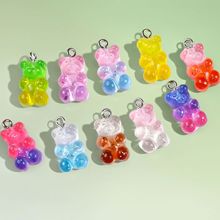 仿真透明糖果色迷你小熊diy树脂配件亚马逊耳环项链吊坠挂件批发