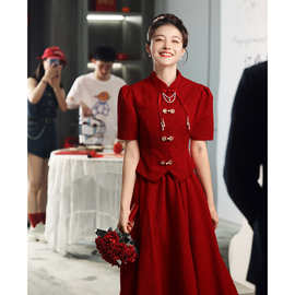 新中式敬酒服2026新款新娘旗袍秀禾服婚礼嫁衣红色结婚订婚礼服女