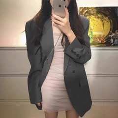高级感灰色西装外套女春秋2025年新款宽松oversize黑色小西服套装