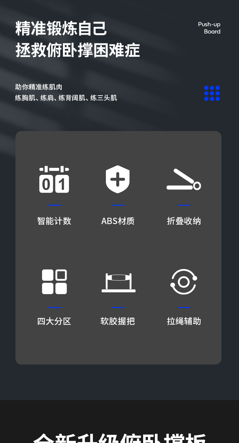 智能多功能俯卧撑板训练板男士胸肌腹肌训练出口欧洲瑞典健身器材  ZMYA-智能多功能俯卧撑板详情4