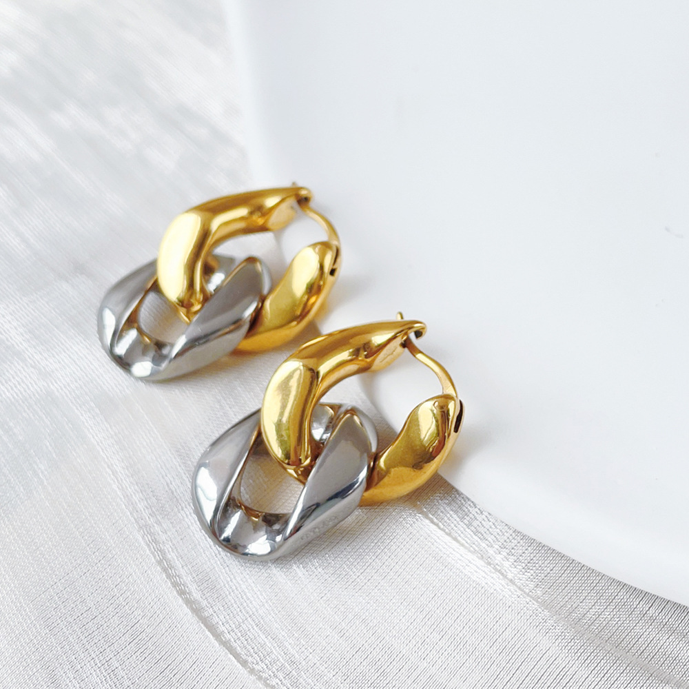 Women'S Gender Plating Design 1 Pair Ig Style Simple Style Chain Plating Titanium Steel Gold Plated Drop Earrings