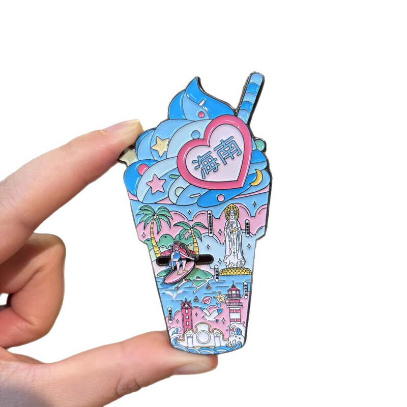 海南文创可滑动冰淇淋金属冰箱贴定制创意城市系列金属冰箱贴定做|undefined
