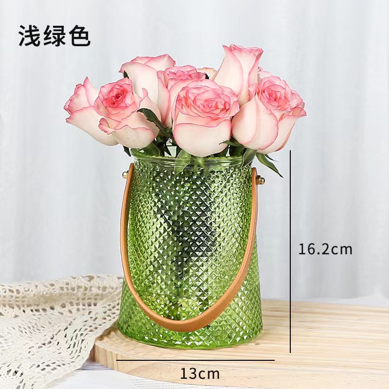 Creativo inconsútil glaciar transparente florero simple acuático flores secas plantas verdes hogar Decoración florero arreglo de flores